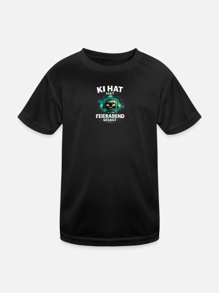 KI Feierabend Spruch Lustiges Büro Motiv - Kinder Funktions-T-Shirt - Schwarz - Vorne