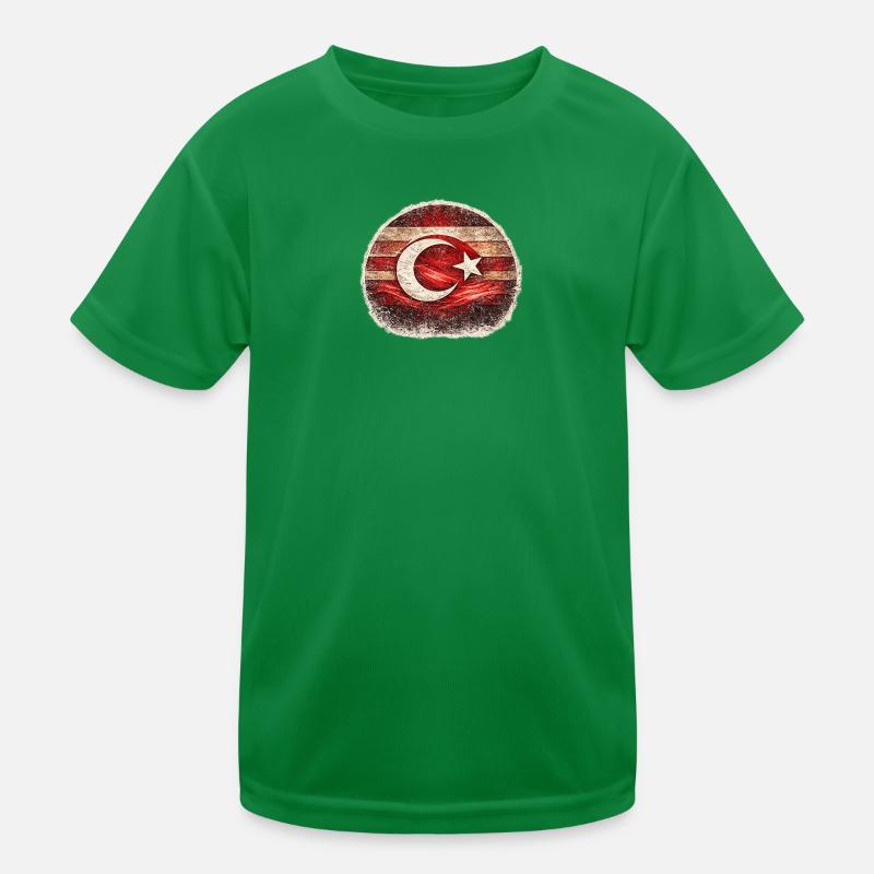Grunge Turkish Flag Kids Functional T-Shirt