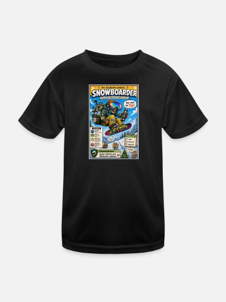 Der Snowboarder – nur noch ein Trick - Kinder Funktions-T-Shirt - Schwarz - Vorne