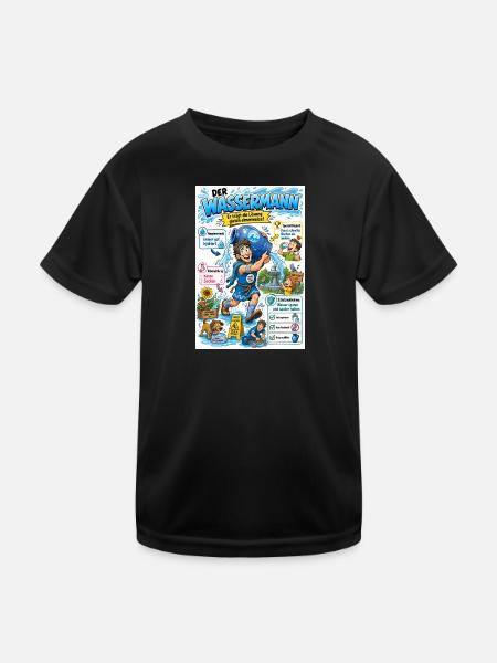 Der Wassermann – die Lösung eimerweise - Kinder Funktions-T-Shirt - Schwarz - Vorne