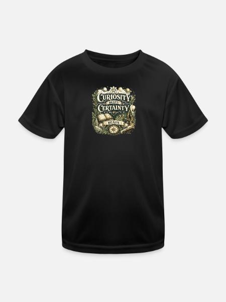 Neugier schlägt Gewissheit - Kinder Funktions-T-Shirt - Schwarz - Vorne