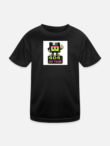Retro 404 Motivation not found - Kids Functional T-Shirt - black - Front
