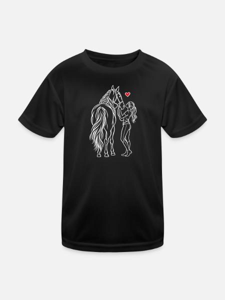 Horse Girl Riding Pony Rider - Kids Functional T-Shirt - black - Front