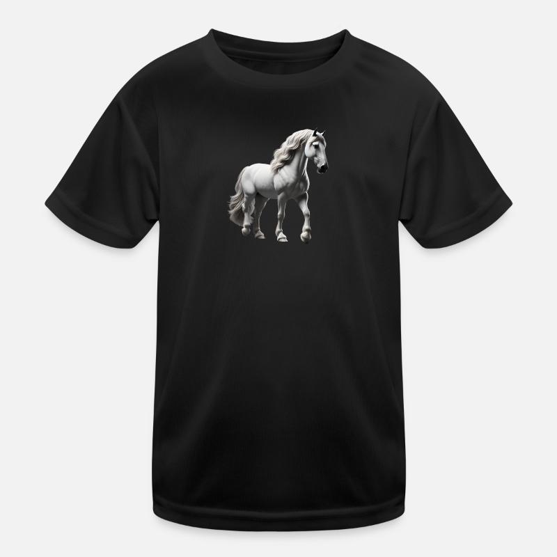 Horse Grey White Kids Functional T-Shirt