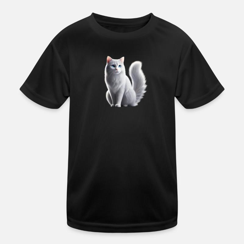 Katze Weiß Blaue Augen Kinder Funktions-T-Shirt