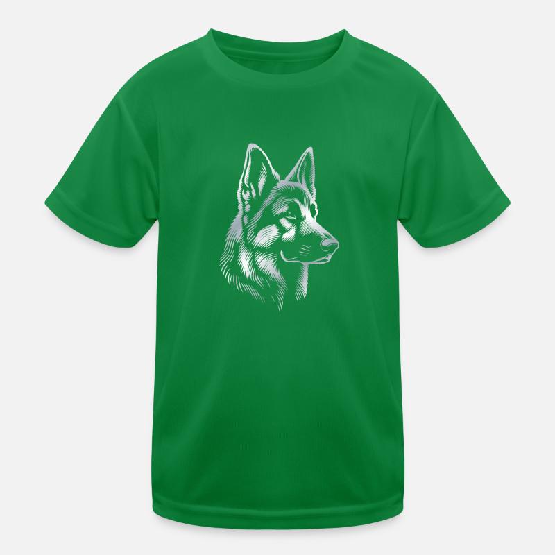 Deutscher Schäferhund Kopf silber Kinder Funktions-T-Shirt