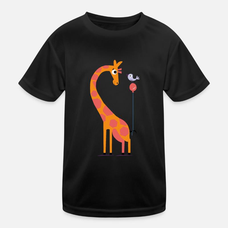 Giraffe & Bird on a Balloon Shirt Kids Functional T-Shirt