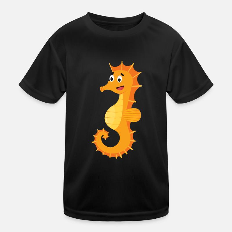 Seepferdchen - Kinder Funktions-T-Shirt - Schwarz