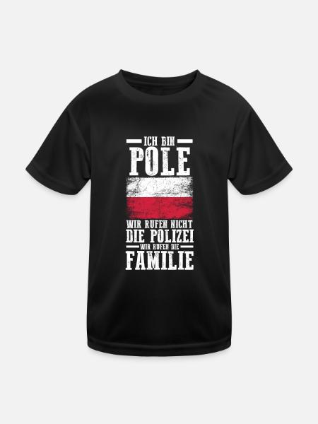 Polska Polen Pole Polnisches - Kinder Funktions-T-Shirt - Schwarz - Vorne