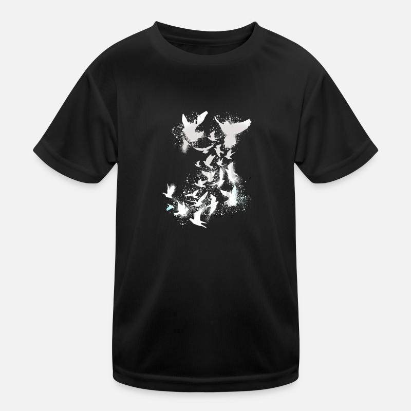 tauben,taube,vögel,vogelschwarm,weiss,graffiti, Kinder Funktions-T-Shirt