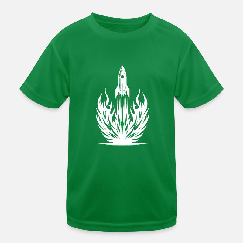 Launching rocket in flames Kids Functional T-Shirt