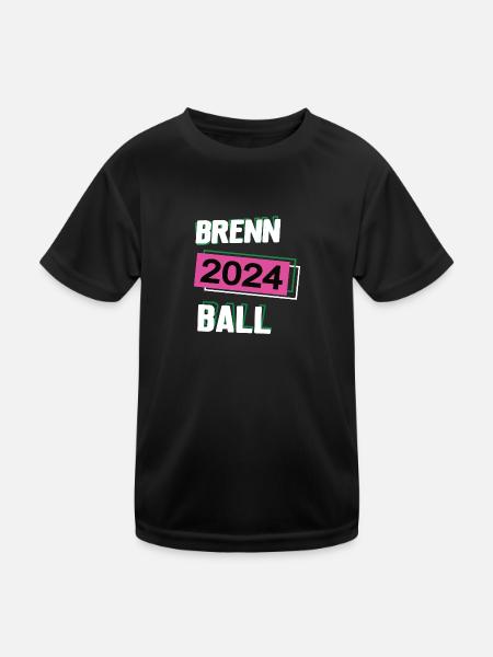 Brennball 2024 Brennballerin Brennballspielerin - Kinder Funktions-T-Shirt - Schwarz - Vorne