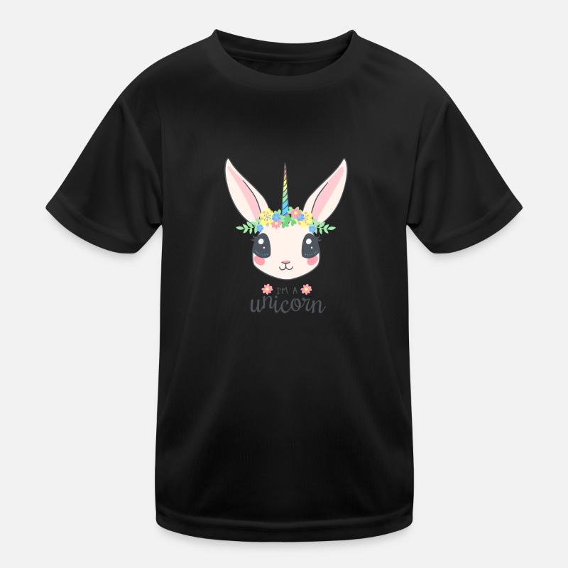 Einhorn - Kinder Funktions-T-Shirt - Schwarz