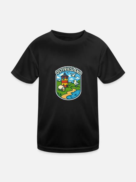 Ostfriesland - Kinder Funktions-T-Shirt - Schwarz