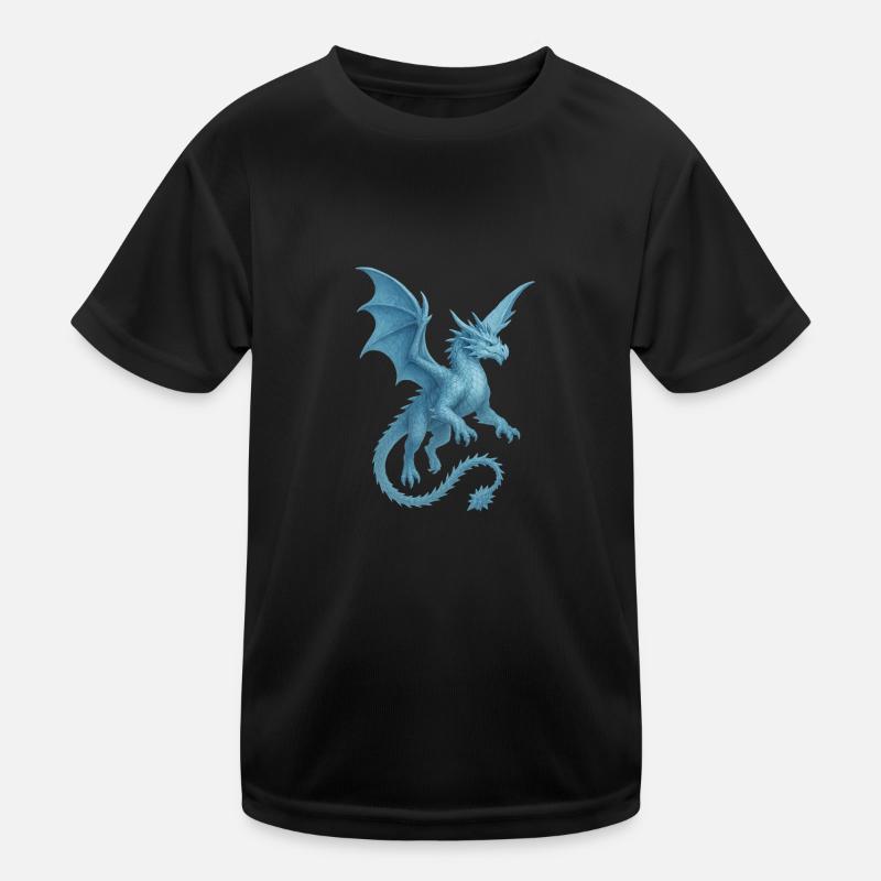Eisdrache - Kinder Funktions-T-Shirt - Schwarz