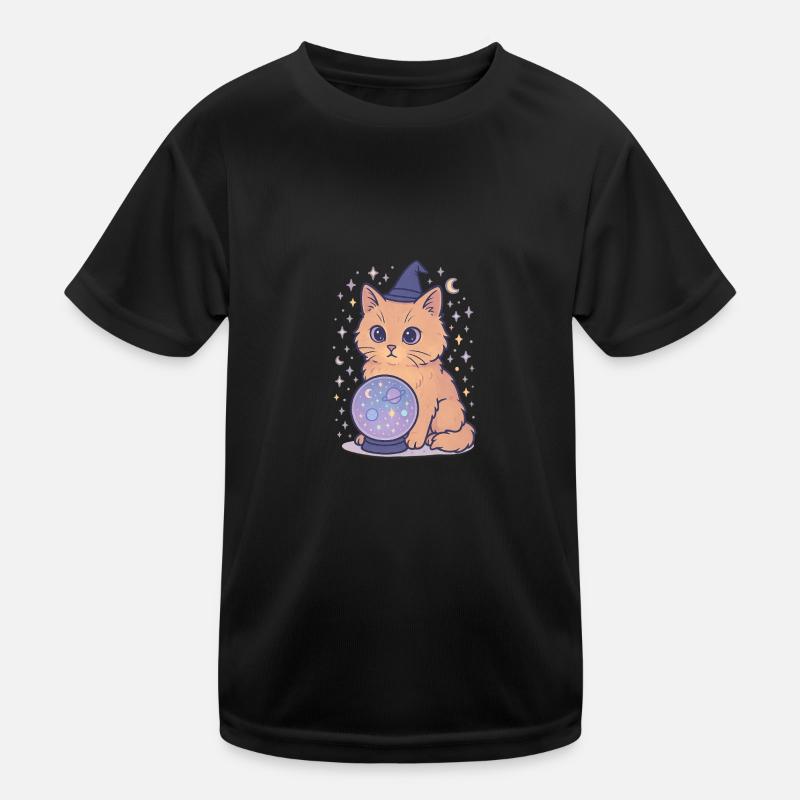 Astro Cat with Crystal Ball Kids Functional T-Shirt