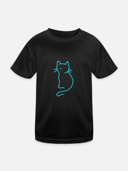 Cat Kitten Cats Pets Domestic Cat Meow - Kids Functional T-Shirt - black