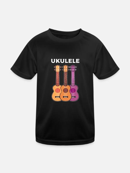Ukulele - Kinder Funktions-T-Shirt - Schwarz - Vorne