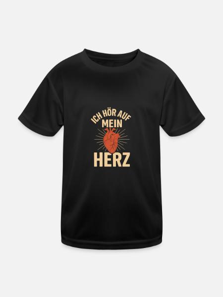 Ich hoer auf mein Herz - Kinder Funktions-T-Shirt - Schwarz - Vorne