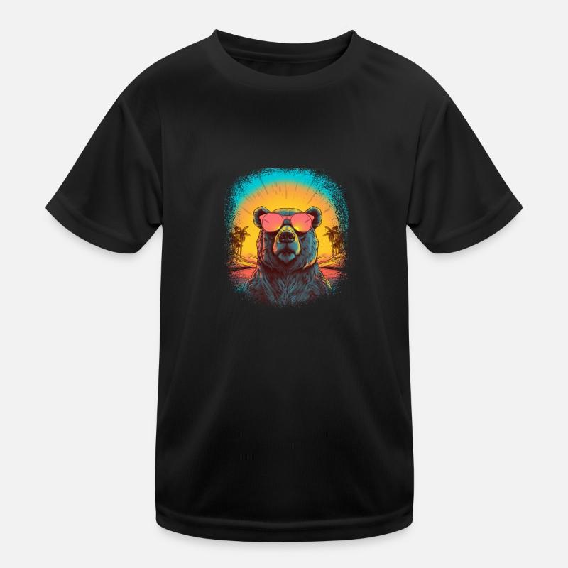 birthday present present idea gift growler panda - Kids Functional T-Shirt - black