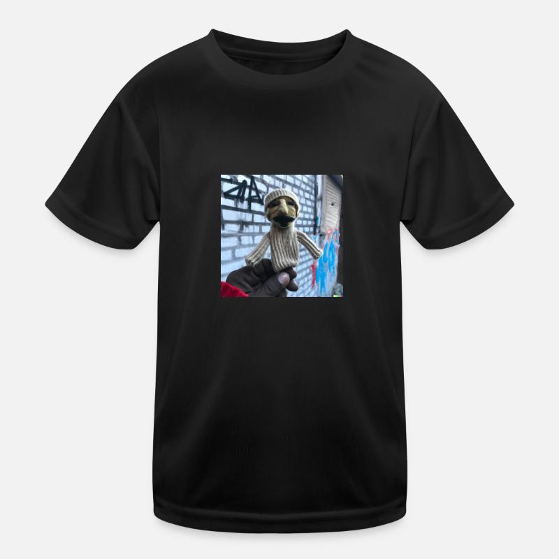 puppet knitted out of wool Kinder Funktions-T-Shirt