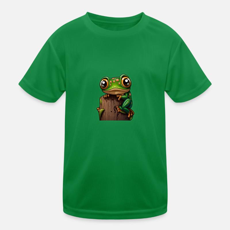 Cute Frog on a Log Kids Functional T-Shirt