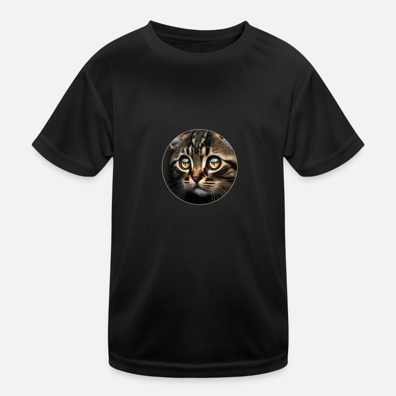 cute tiger kitten with big eyes Kids Functional T-Shirt