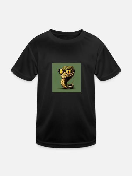 die retro brillenschlange - Kinder Funktions-T-Shirt - Schwarz - Vorne