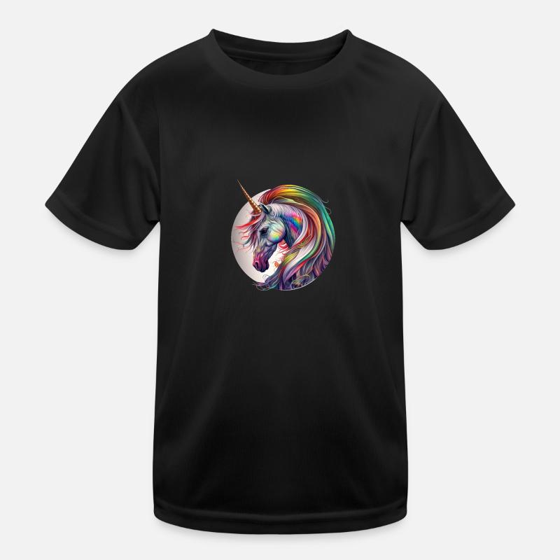 Rainbow unicorn - Kids Functional T-Shirt - black
