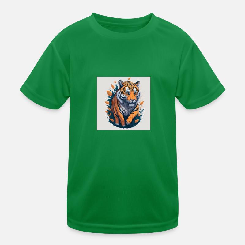 Laufender Tiger Kinder Funktions-T-Shirt