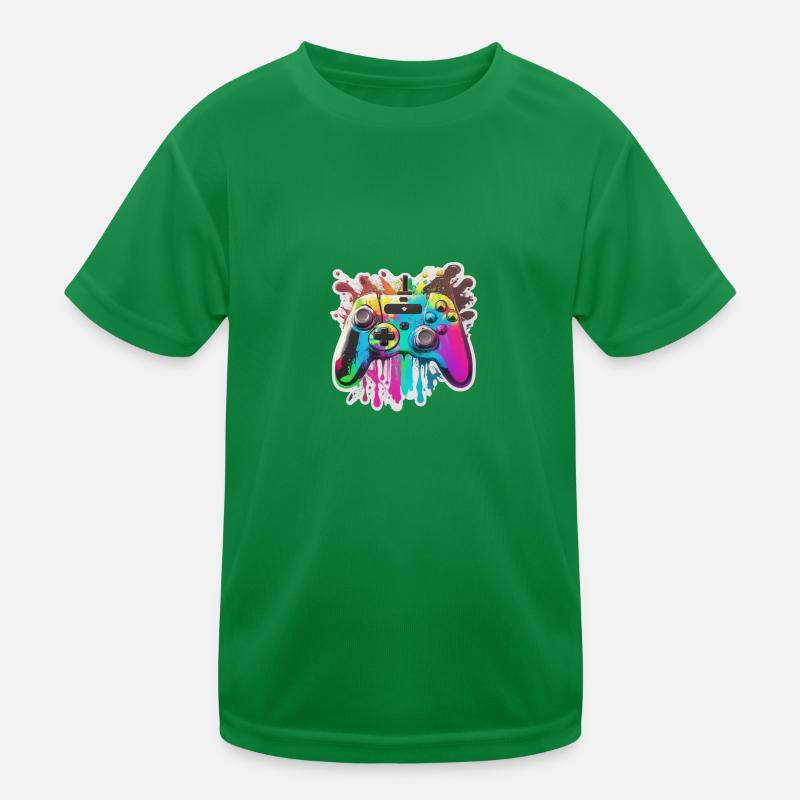 Gaming Controller Rainbow Splash Kinder Funktions-T-Shirt