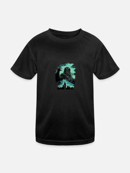 Monstre in der Stadt - Kinder Funktions-T-Shirt - Schwarz - Vorne