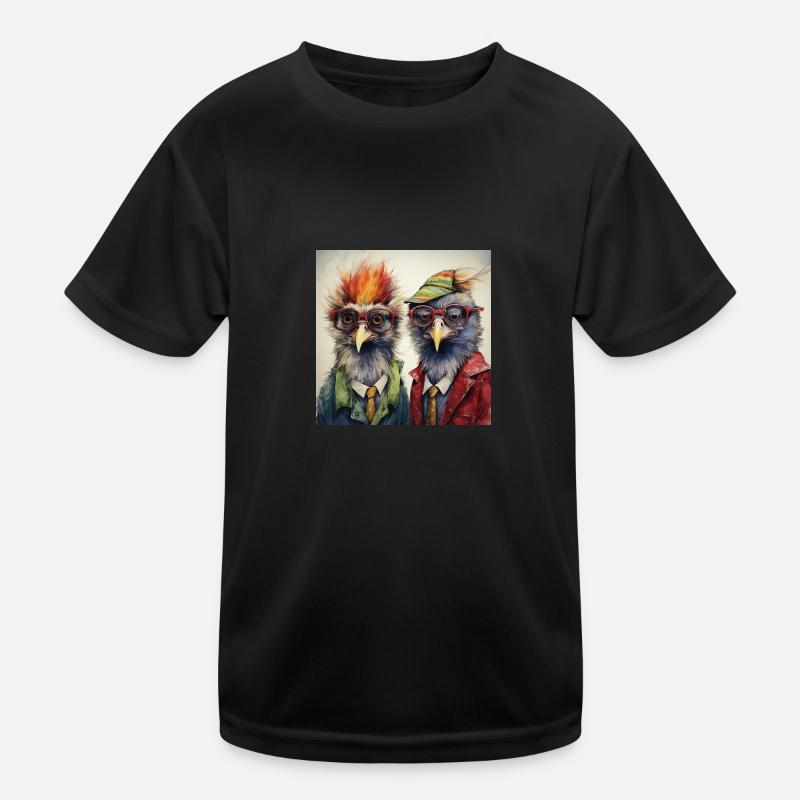 Lustighausen - Comic Style Birds Kinder Funktions-T-Shirt