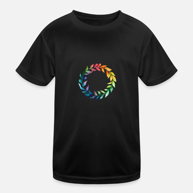 Rainbow leaves. Forming a circlein watercolor style Kids Functional T-Shirt