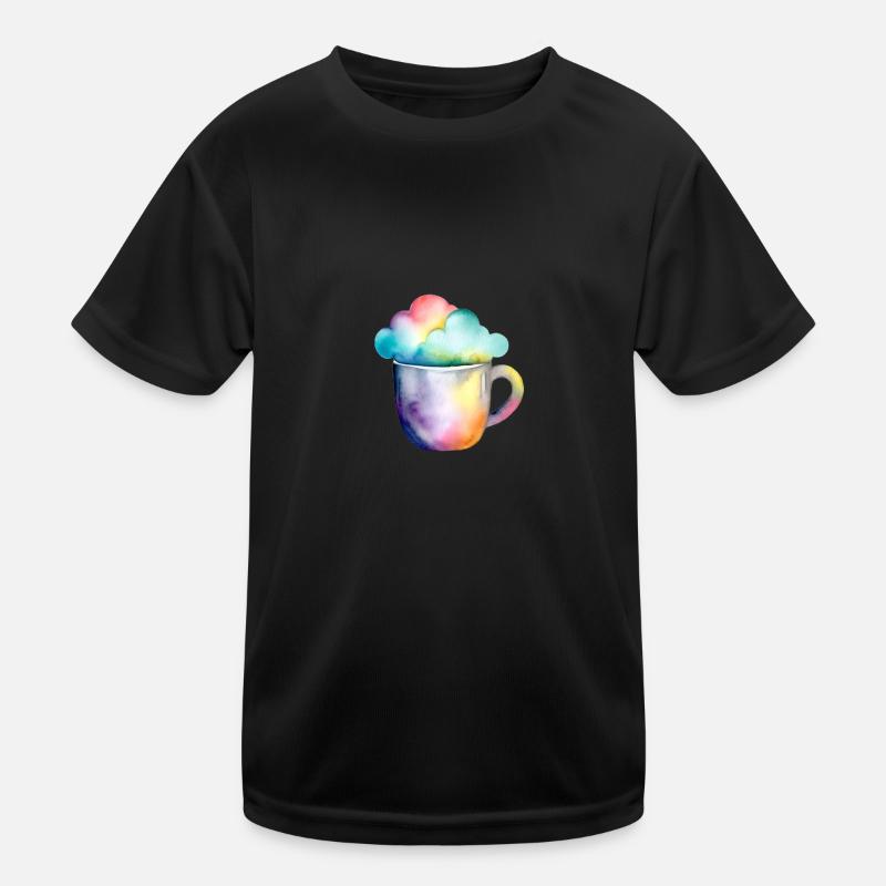 Regenbogenkaffee mit Wolke Kinder Funktions-T-Shirt
