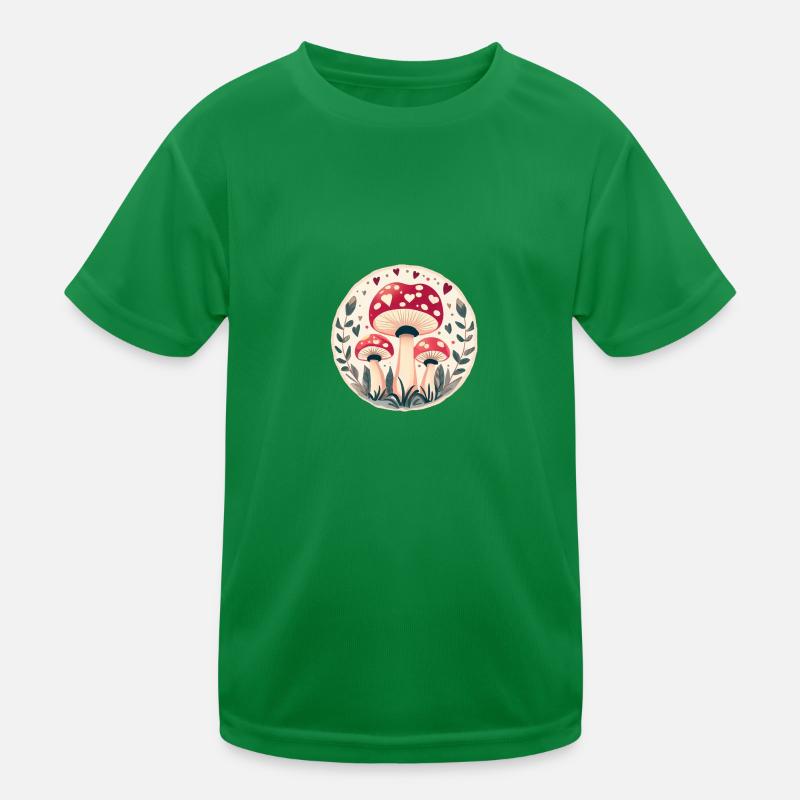 Mushrooms toadstools in magic hearts Kids Functional T-Shirt