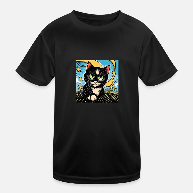 Niedliche schwarze Katze Kinder Funktions-T-Shirt