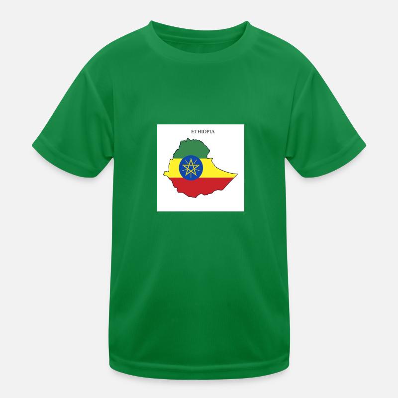Ethiopia Flag, Map Kids Functional T-Shirt