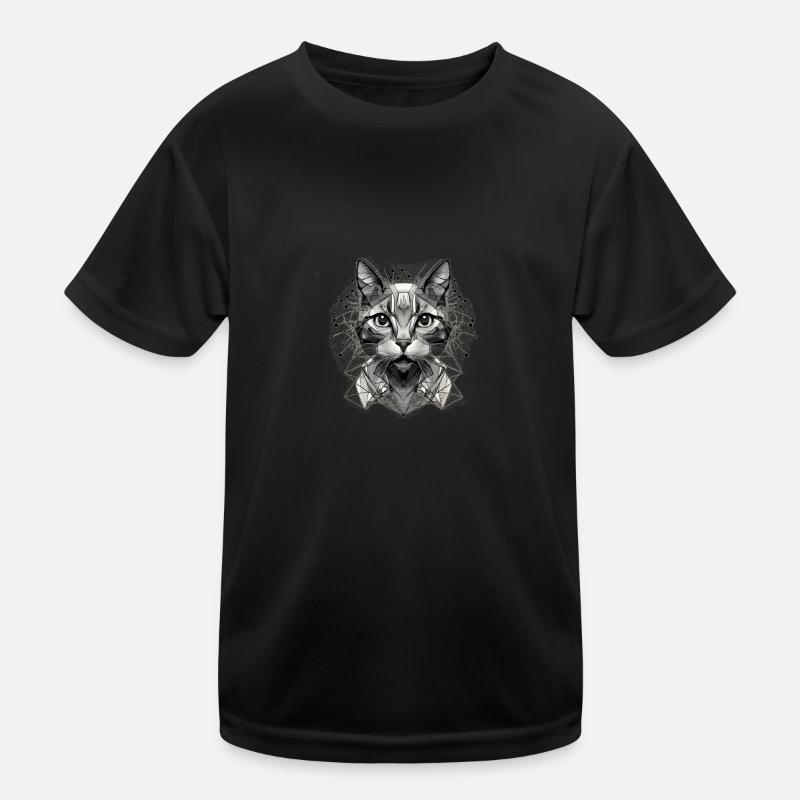 Geo_Katze_2 - Kinder Funktions-T-Shirt - Schwarz