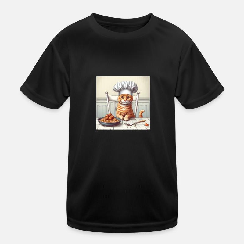 Cat Cook - Kids Functional T-Shirt - black