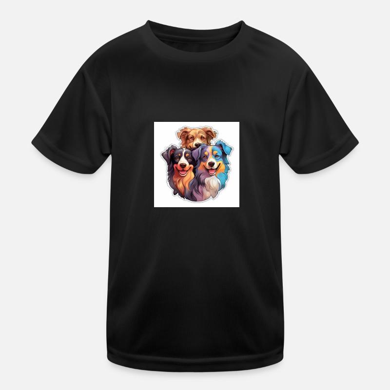 Drei bunte Hunde Kinder Funktions-T-Shirt