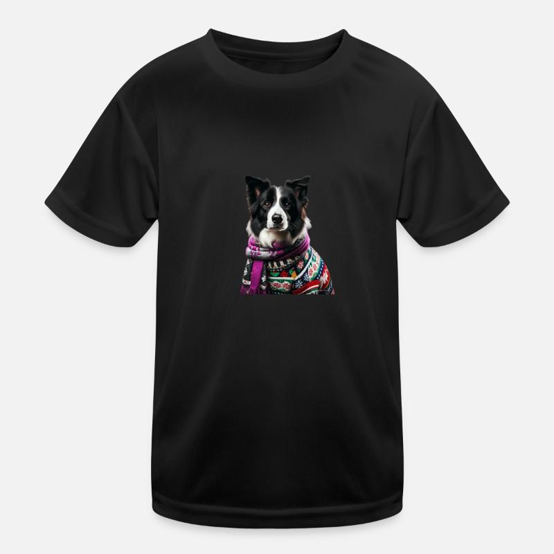 Border Collie Weihnachten Kinder Funktions-T-Shirt