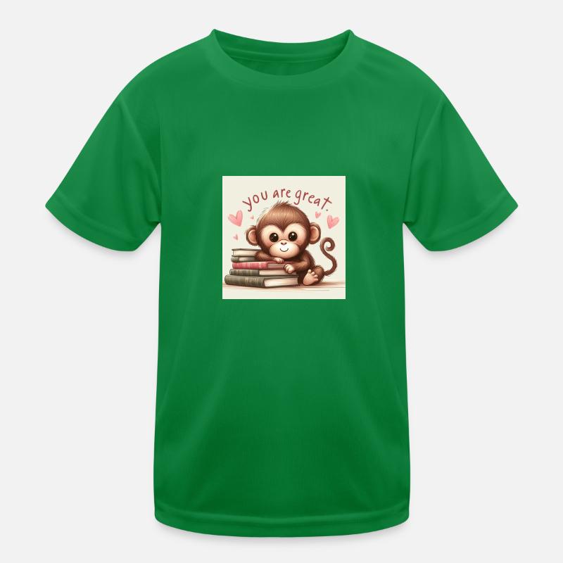 Affe mit Bücher Kinder Funktions-T-Shirt