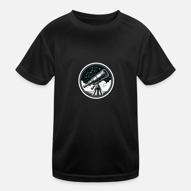 Teleskop vor Nachthimmel Kinder Funktions-T-Shirt