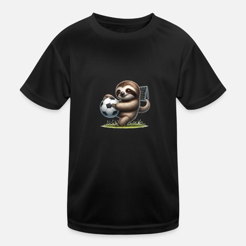 Faultier mit Fußball Kinder Funktions-T-Shirt