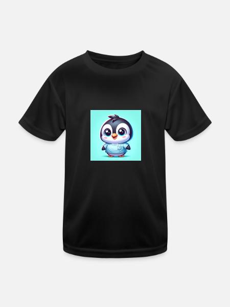 Pinguine one - Kinder Funktions-T-Shirt - Schwarz - Vorne