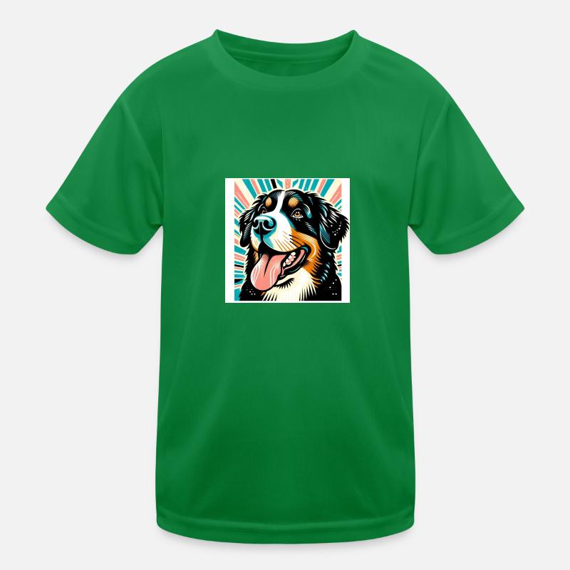 Bernese Dog Risography Vector Style Kids Functional T-Shirt
