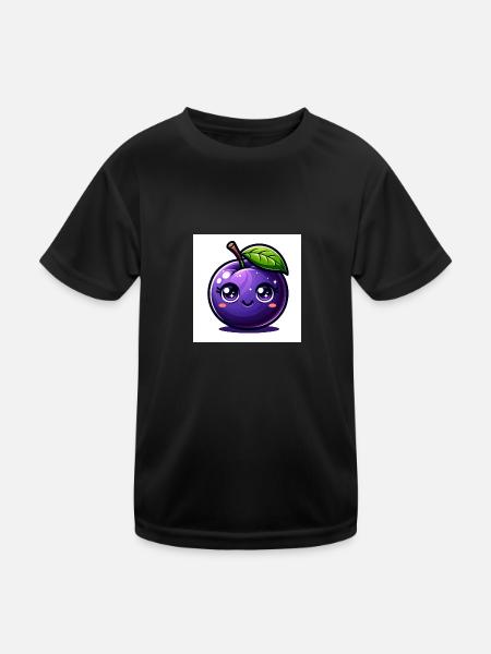 Pflaume lila - Kinder Funktions-T-Shirt - Schwarz - Vorne