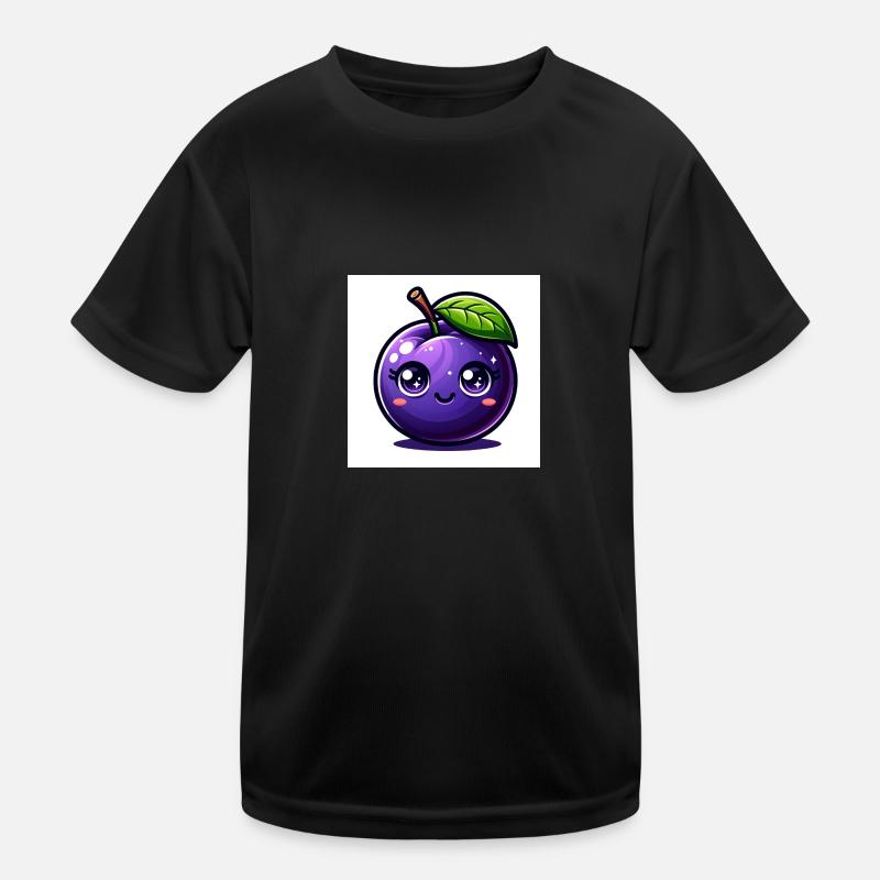 Pflaume lila - Kinder Funktions-T-Shirt - Schwarz