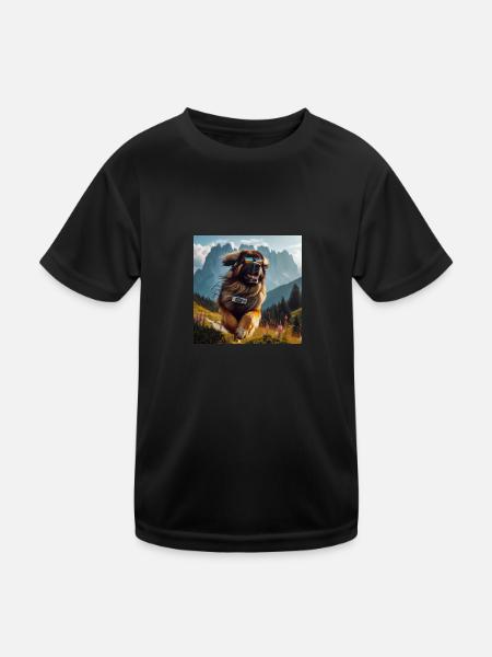 Leonberger Kunst - Kinder Funktions-T-Shirt - Schwarz - Vorne